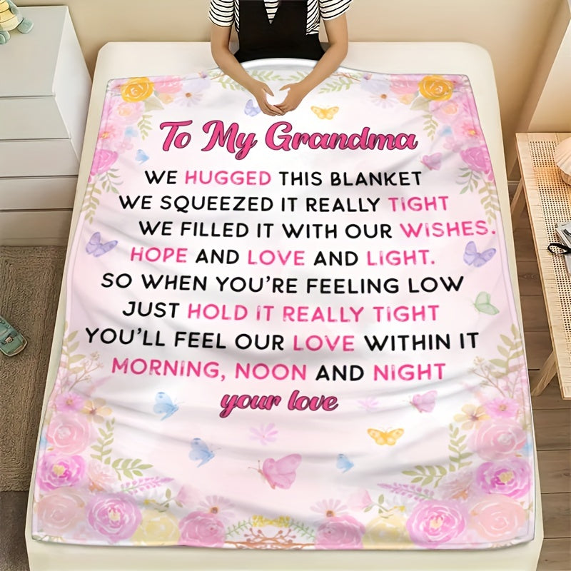 Creative Printed Flannel Warm Throw Blanket For Grandma