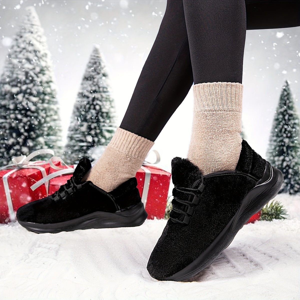 Plush Lined Fuzzy Soft Comfortable Running Shoes