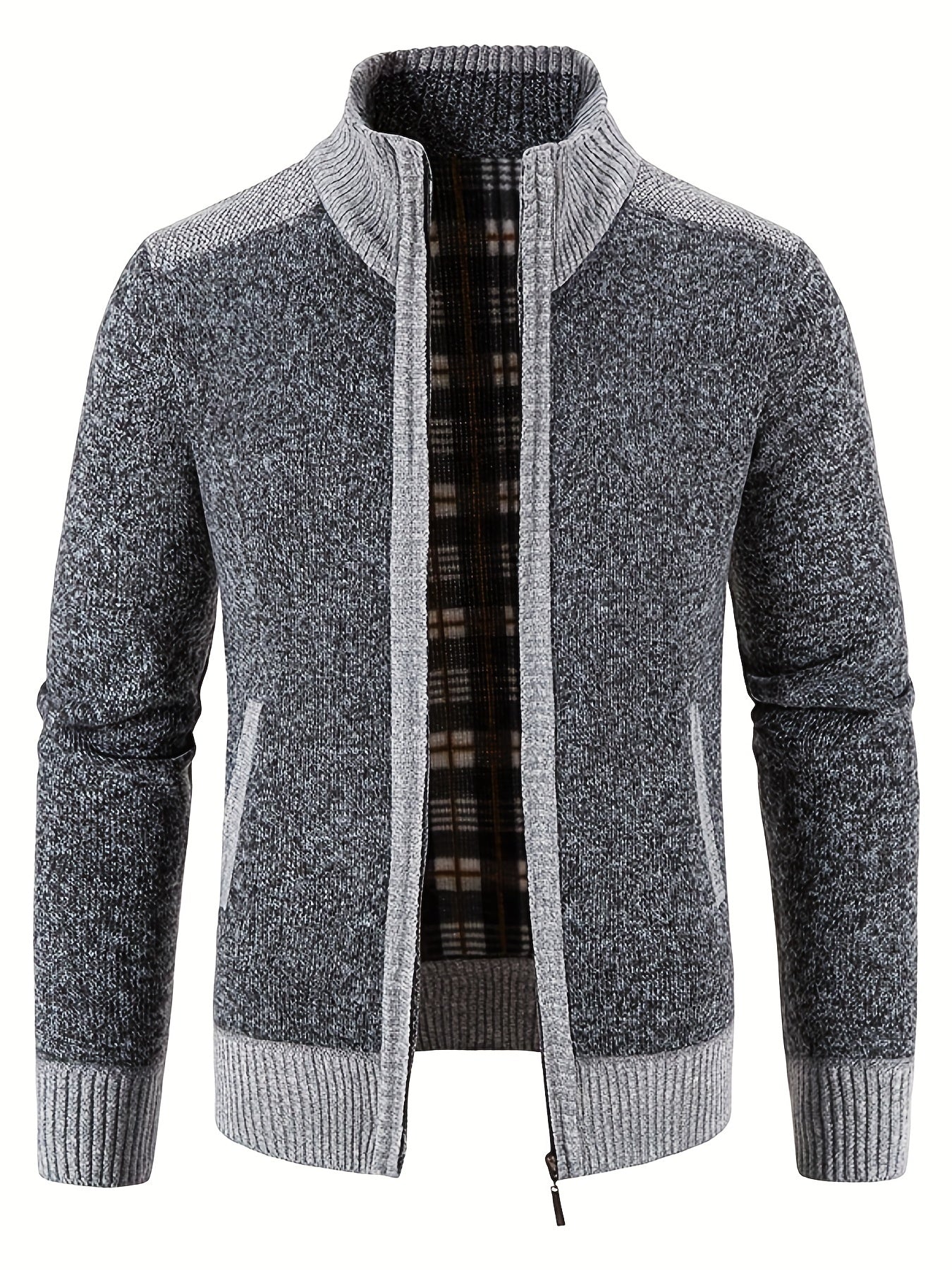 Men's Casual Full Zip Cardigan Knitted Sweater Coat With Pockets