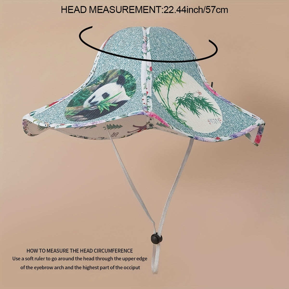 Panda Print Sun Hat Foldable Wide Brim Straw Hat