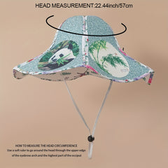 Panda Print Sun Hat Foldable Wide Brim Straw Hat