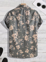 Hawaiian Flower Print Men's Casual Short Sleeve Shirt