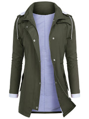 Striped Hooded Trenchcoat for Hiking