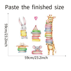 Giraffe Rabbit Book Wall Sticker for Kids Room Decor