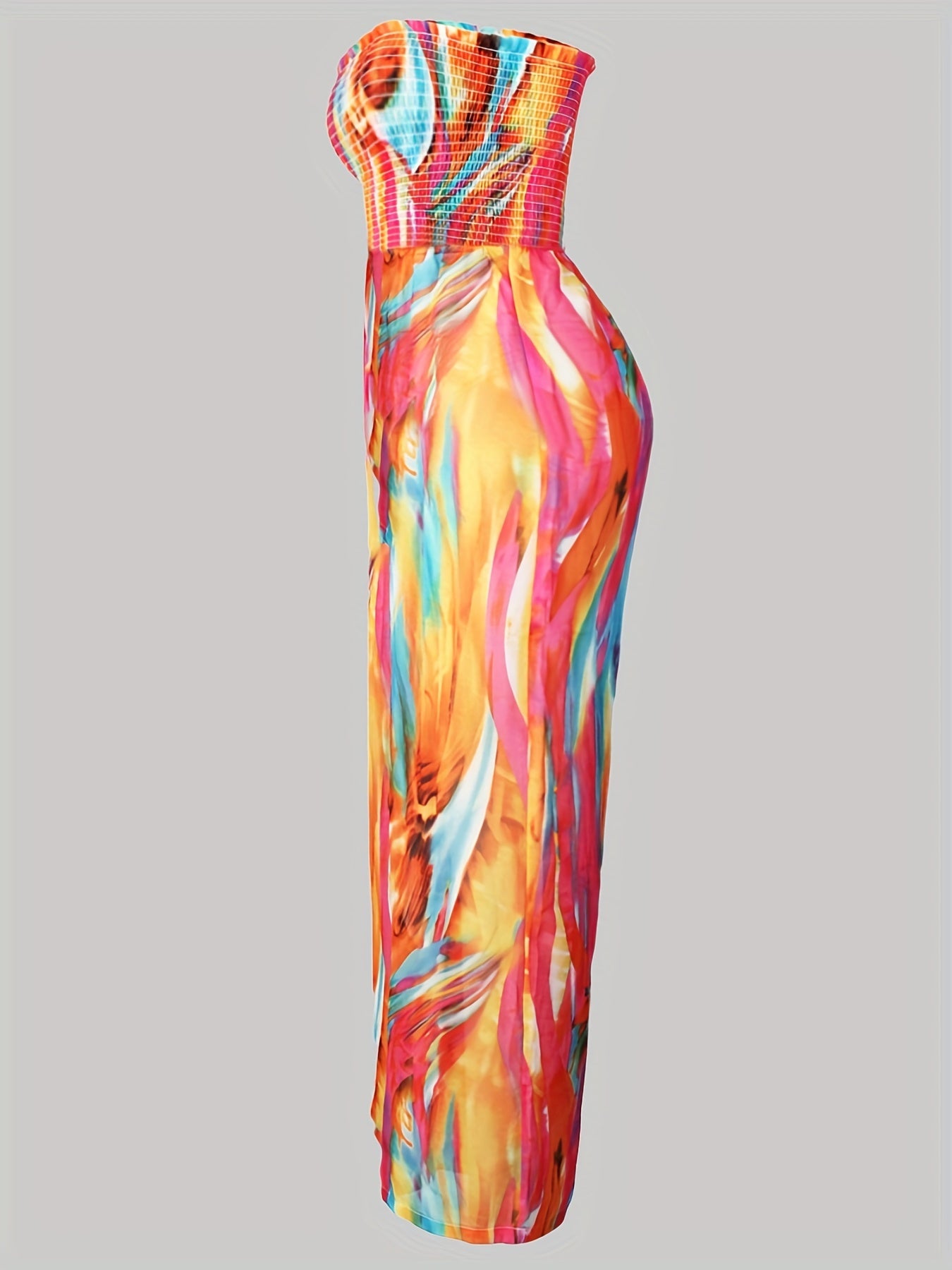Tie Dye Print Off Shoulder Wide Leg Jumpsuit Women's Plus
