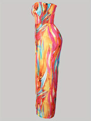 Tie Dye Print Off Shoulder Wide Leg Jumpsuit Women's Plus