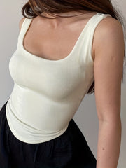 Women's Square Neck Tank Top Sleeveless Sexy Casual Top