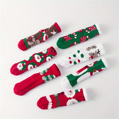 7 Pairs Christmas Fuzzy Socks Comfy & Warm Mid Tube Women's Stockings