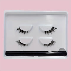 2 Pairs Half Lashes & Eyeliner Set Clear Band Fishtail Crisscross Style