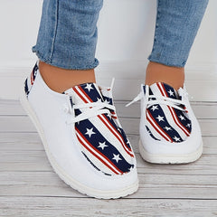 Women's American Flag Canvas Shoes Lightweight Outdoor Flats