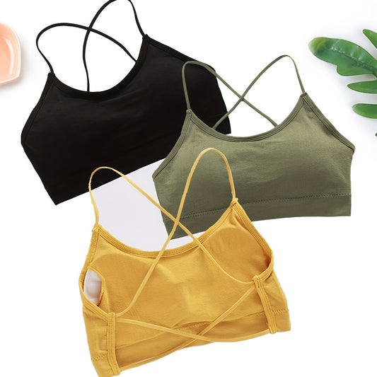 Girls Push Up Cross Straps Vests Backless Crop Tube Tops Halter Lingerie