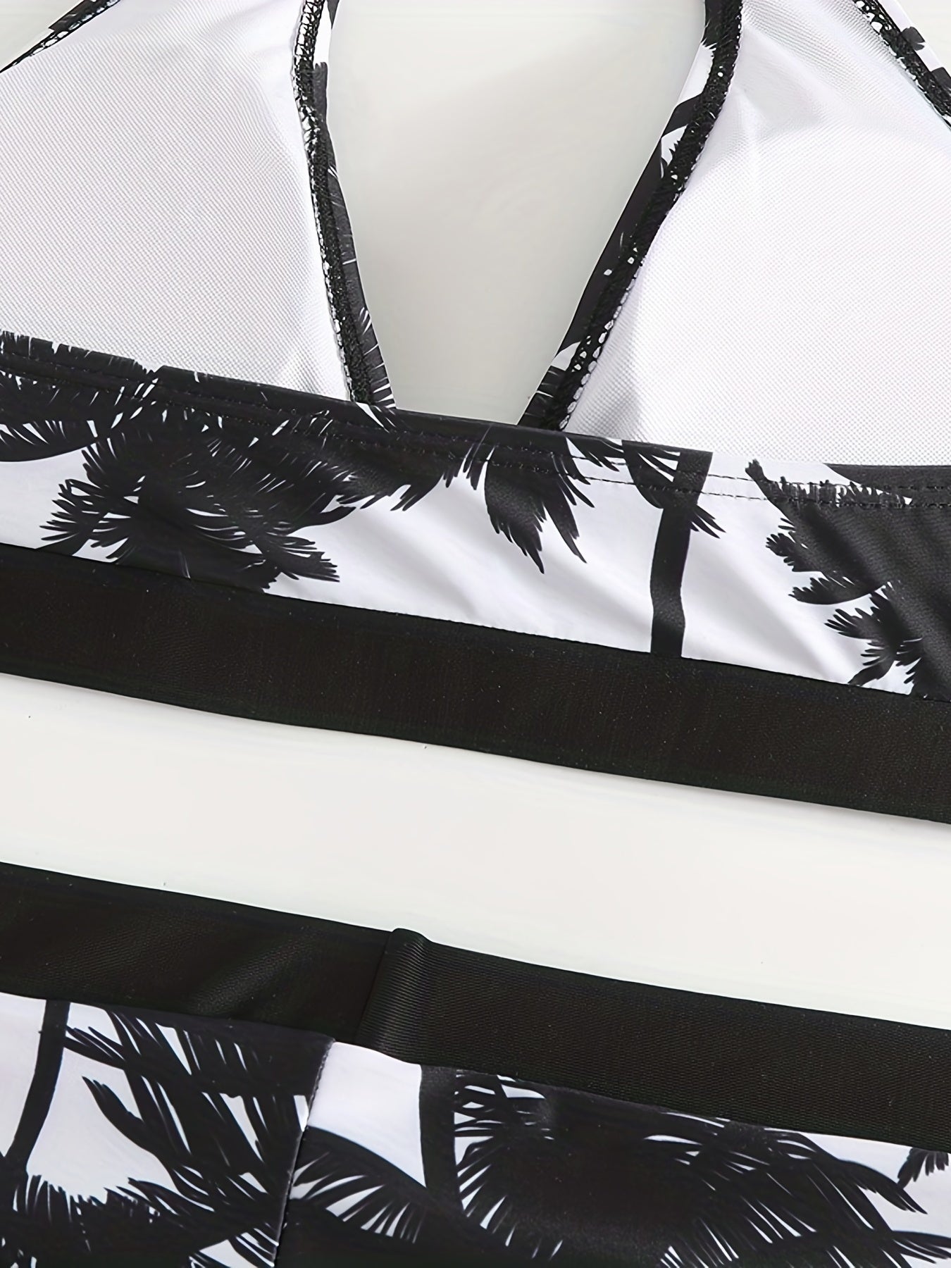Coconut Tree Print Halter 2 Piece Bikini Set