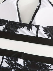 Coconut Tree Print Halter 2 Piece Bikini Set