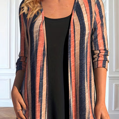Tank Top & Stripe Print Cardigan Set