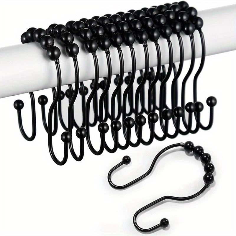 12pcs Shower Curtain Hooks Rust Resistant Shower Curtain Rings Anti Drop
