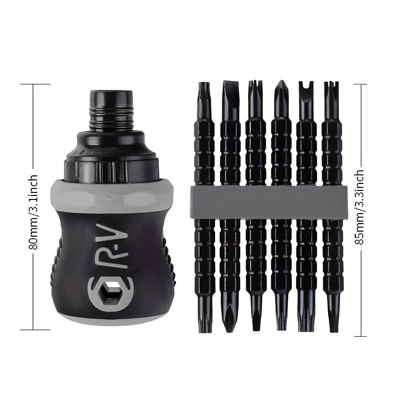 8pcs Mini Ratchet Screwdriver Set CRV Telescopic Detachable Handle Repair Tool