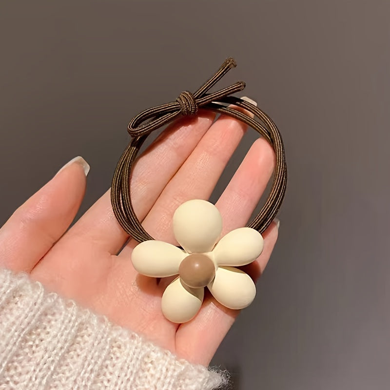 2pcs Flower Hair Ties High Elastic Rubber Hair Band