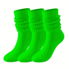 3 Pairs Casual Mid Calf Socks Warm Breathable Thick