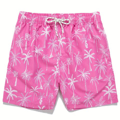 Men's Quick Dry Hawaiian Board Shorts Coconut Tree Swim Trunks