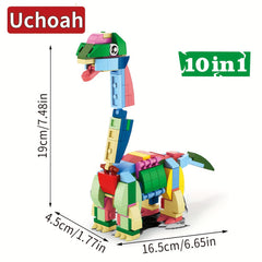 Uchoah 10 in 1 Mini Dinosaur Building Block Set Christmas Gift Assembly Toys