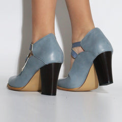 Solid Point Toe Double Strap Chunky Heel Shoes Comfy Dress Shoes