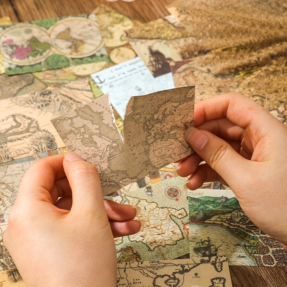 160 Sheets Vintage Navigation Map Scrapbook Paper