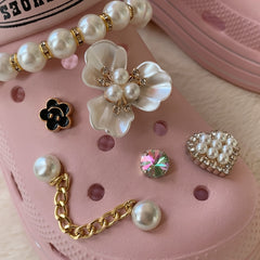 Pearl Flower Chain Shoe Charms For Clogs DIY Shoes Accessories