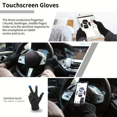 Winter Beanie Hat Scarf Gloves Set Warm Fleece Knit Touch Screen