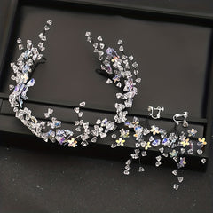 Bridal Crystal Crown Headband Earrings Set Wedding Jewelry Accessories