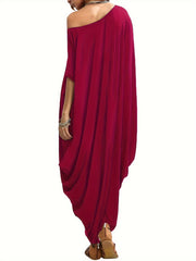 Women's Plus Solid Batwing Sleeve Maxi Cover Up Dress