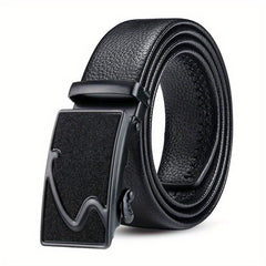 Men's PU Leather Belt Automatic Buckle Starry Frosted Texture Business Belt