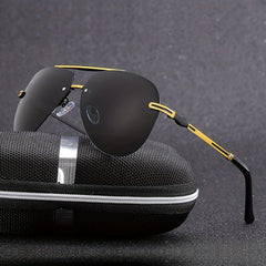 Polarized Night Vision Driving Sunglasses Top Bar Aviator Semi Rimless Glasses