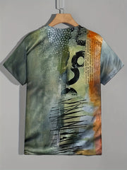Vintage Collage Graphic T Shirt Men Comfortable Crew Neck Tee