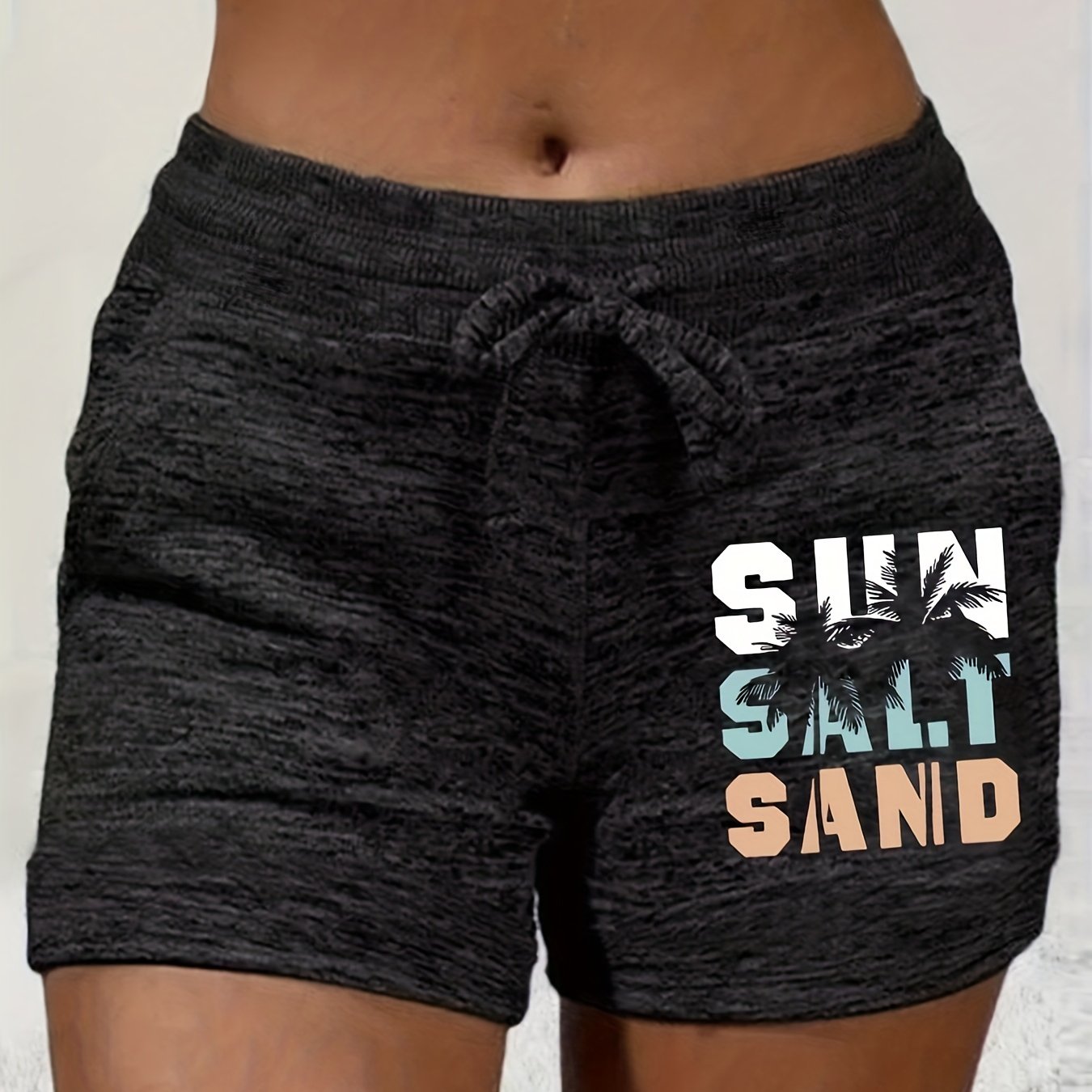 Sun Salt Sand Print Drawstring Shorts for Summer & Spring
