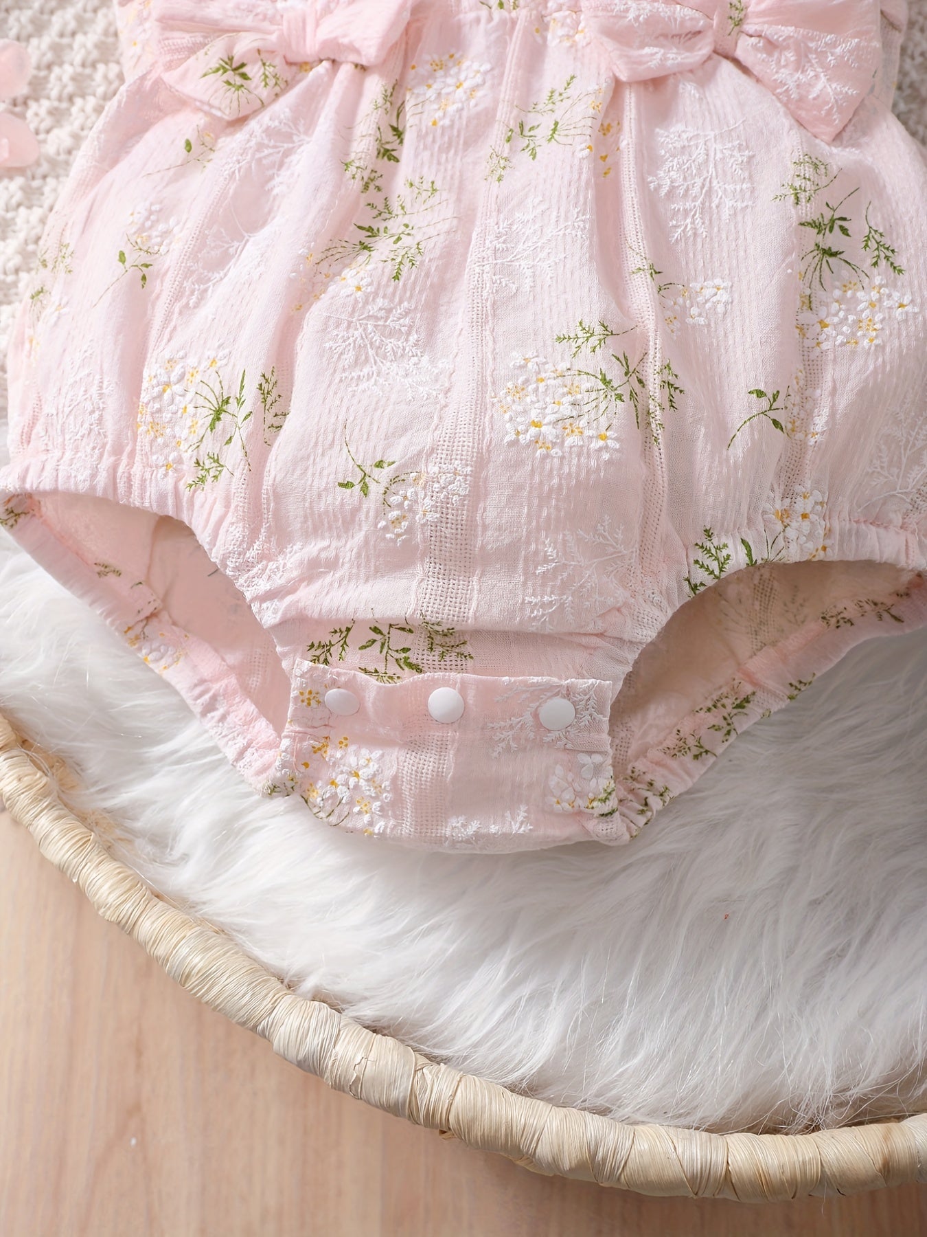2pcs Baby Girls Floral Sleeveless Onesie & Headband Set
