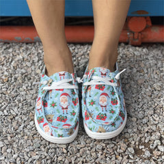 Women's Christmas Print Shoes Lightweight Lace Up Low Top Walking Shoes