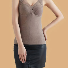 Comfortable Sleeveless V Neck Top Contrast Mesh Thermal Top