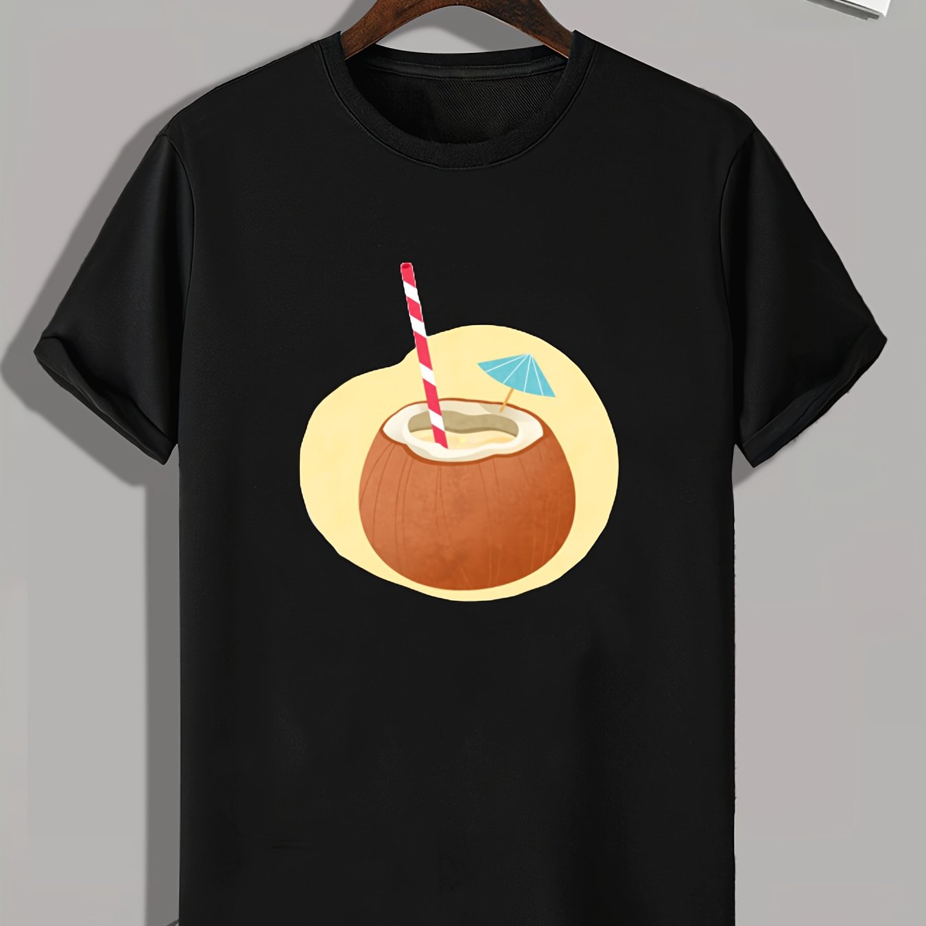 Coconut Juice Print Men's Graphic T-shirt for Summer