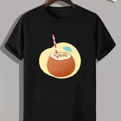 Coconut Juice Print Men's Graphic T-shirt for Summer