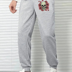 Rose Skull Comfy Drawstring Joggers Men s Casual Breathable Pants