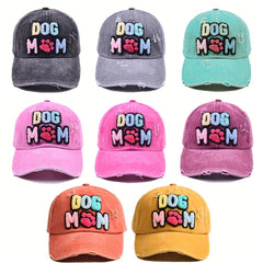 DOG MAMA Patch Baseball Cap Vintage Washed Distressed Sun Hat