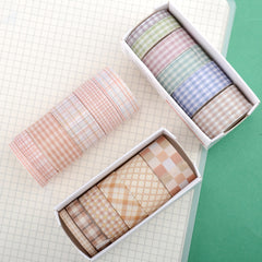 6pcs Japanese Washi Paper Plaid Tape DIY Crafting Set