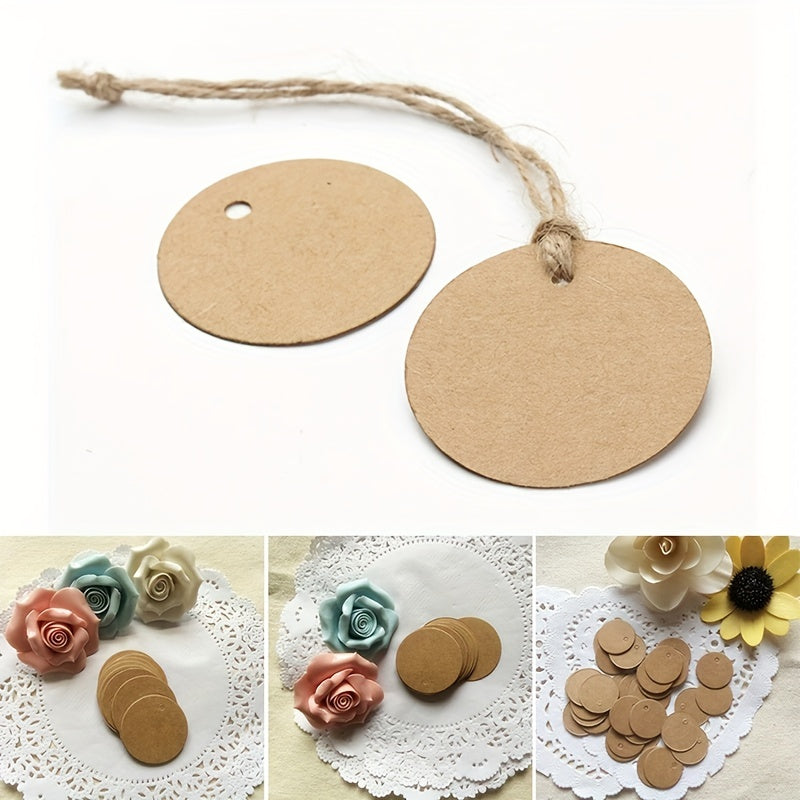 100pcs Round Brown Tags Blank Label Luggage Hang Paper Kraft