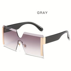 Oversized Gradient Rimless Sunglasses UV400