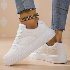 Solid Flat Sports Sneakers with Thick Bottom for Outdoor Activities