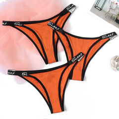 3pcs Letter Print Panties Low Waist Intimates Women's Lingerie