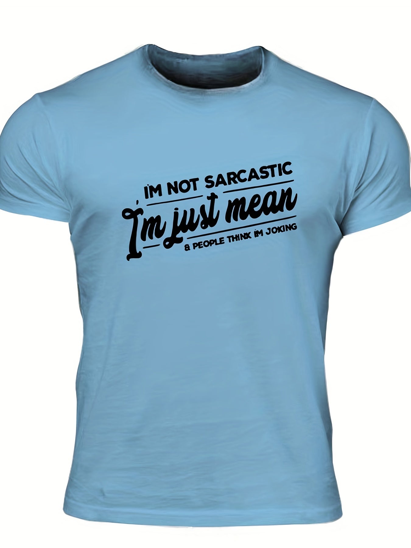 Men's Letter Print T shirt Casual Crew Neck Tee