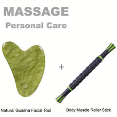 Facial Scraping Tool and Body Muscle Roller Stick Set