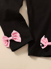 Girls Ruffle Top & Waist Pants 2pcs Leopard Print Bow Kids Clothes