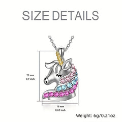 Zircon Unicorn Pendant Necklace - Gift For Girls